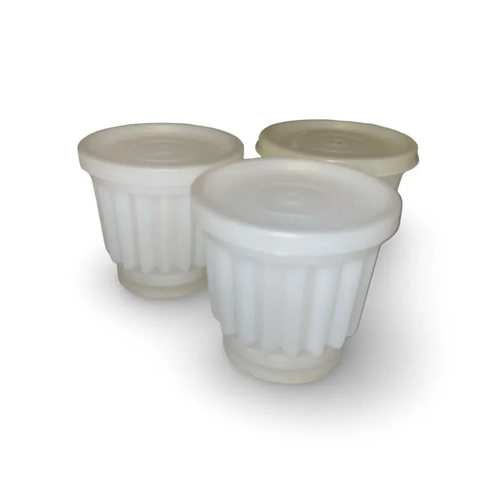 Tupperware Jel-ette Mini Molds Set 3 White 297 Individual Jello Desert Cups VTG